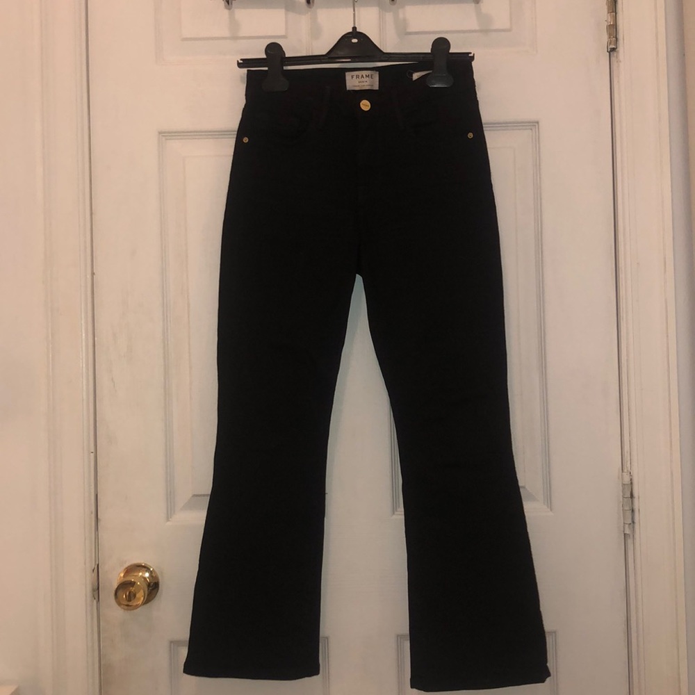 Frame Black Denim Le Crop Mini Boot Jeans